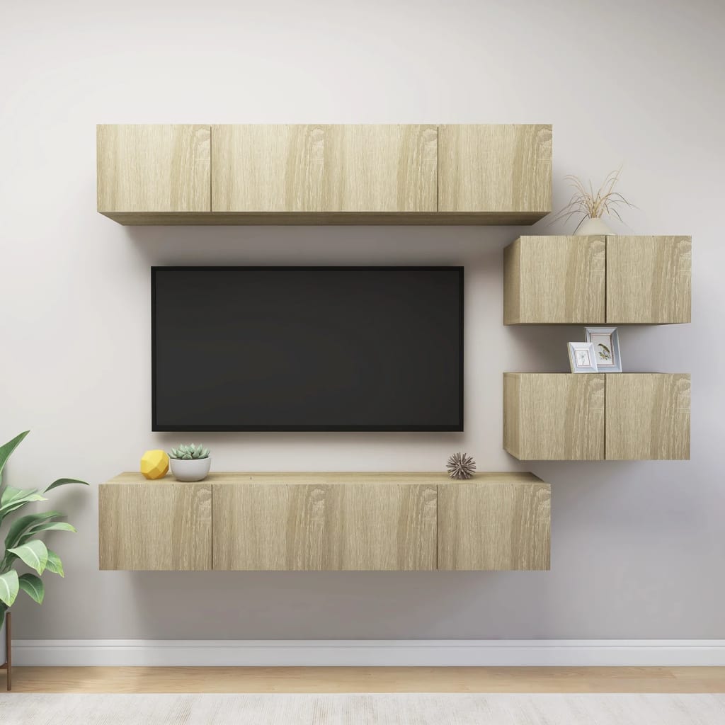 6Dílný Set Tv Skříněk Dub Sonoma Kompozitní Dřevo