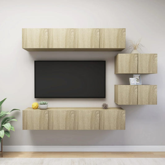 6Dílný Set Tv Skříněk Dub Sonoma Kompozitní Dřevo
