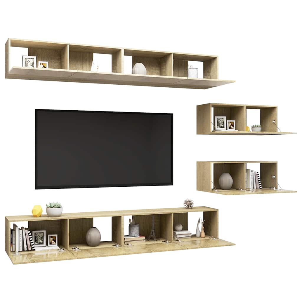 6Dílný Set Tv Skříněk Dub Sonoma Kompozitní Dřevo