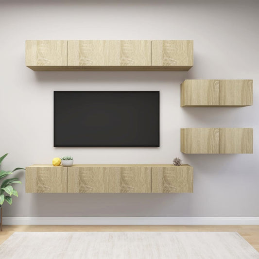 6Dílný Set Tv Skříněk Dub Sonoma Kompozitní Dřevo