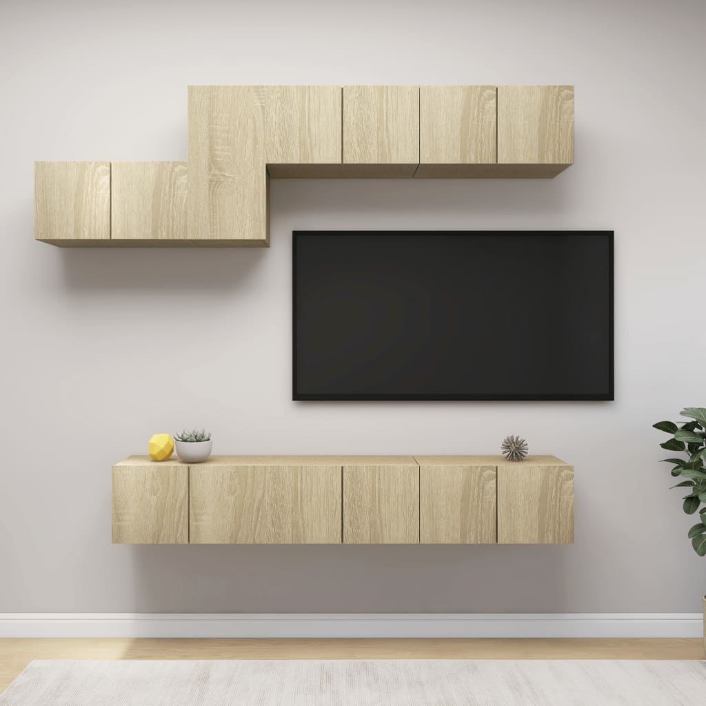 7Dílný Set Tv Skříněk Betonově Šedý Kompozitní Dřevo