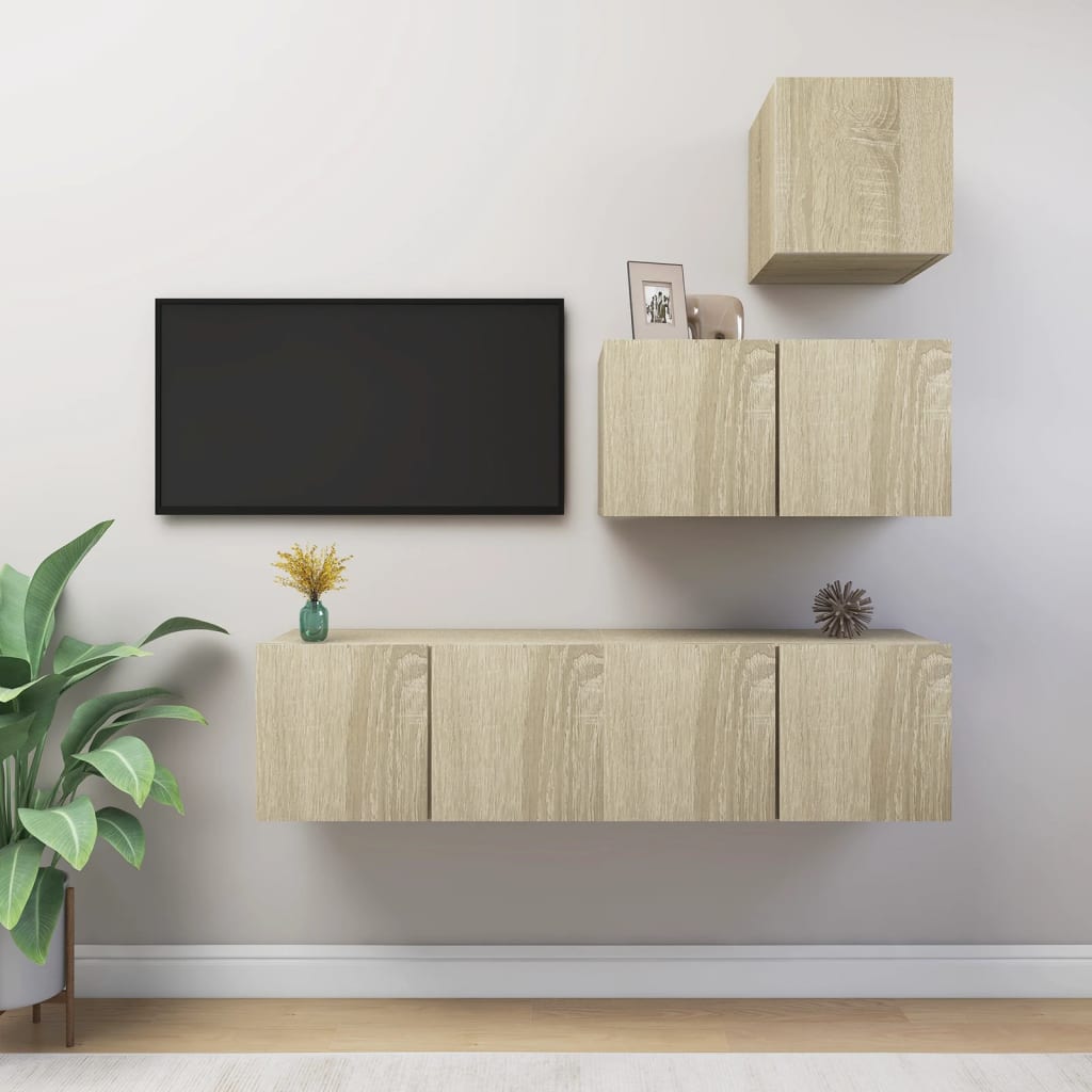 4Dílný Set Tv Skříněk Betonově Šedý Kompozitní Dřevo