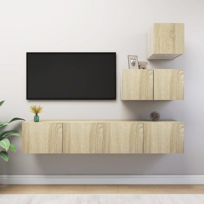 4Dílný Set Tv Skříněk Betonově Šedý Kompozitní Dřevo