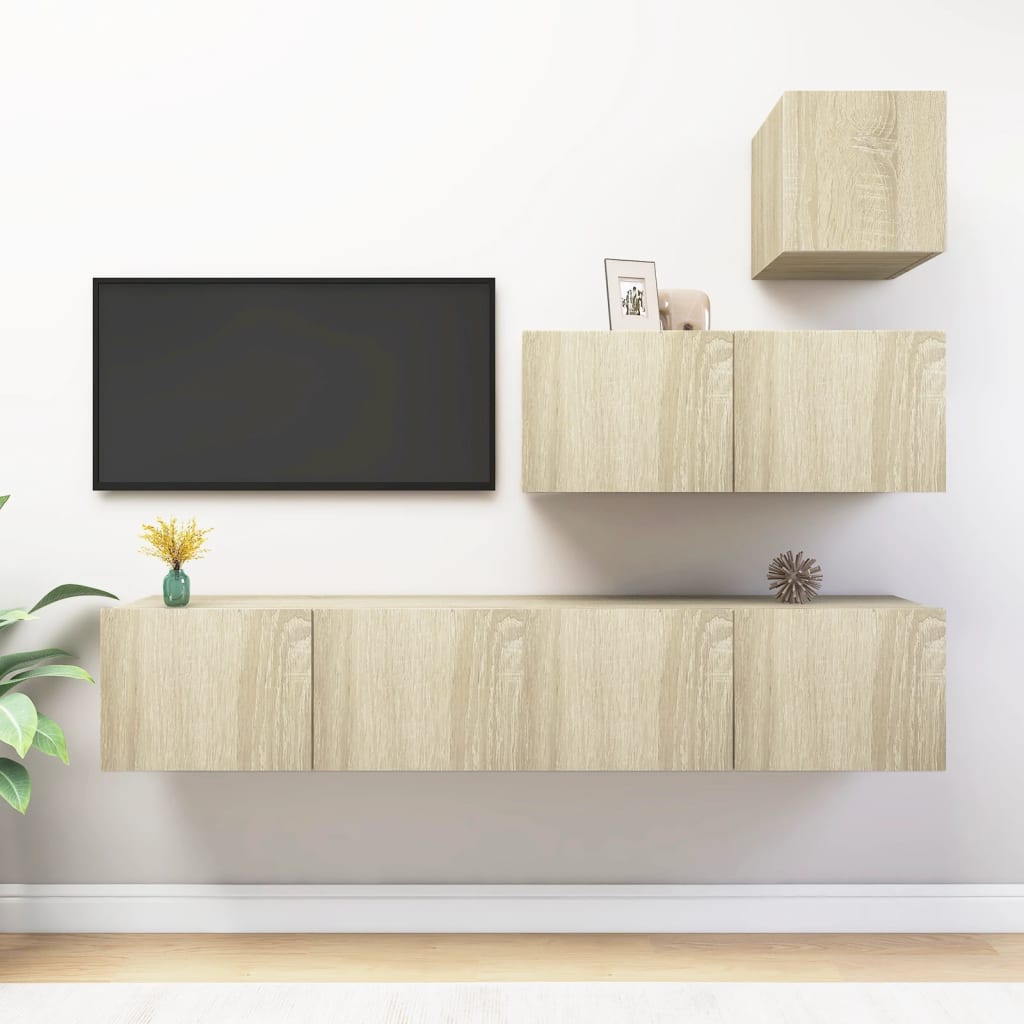 4Dílný Set Tv Skříněk Betonově Šedý Kompozitní Dřevo