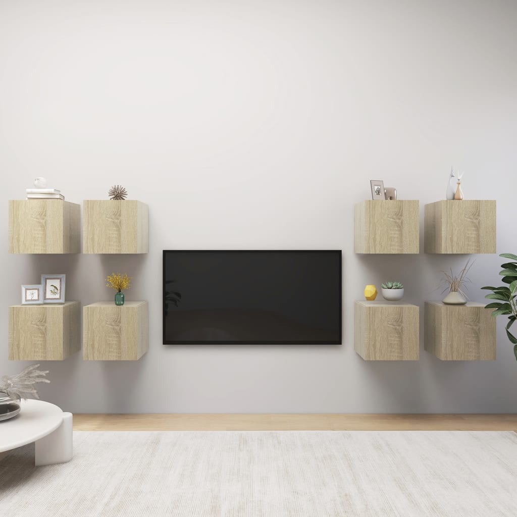 Nástěnné Tv Skříňky 8 Ks Šedé 30,5 X 30 X 30 Cm