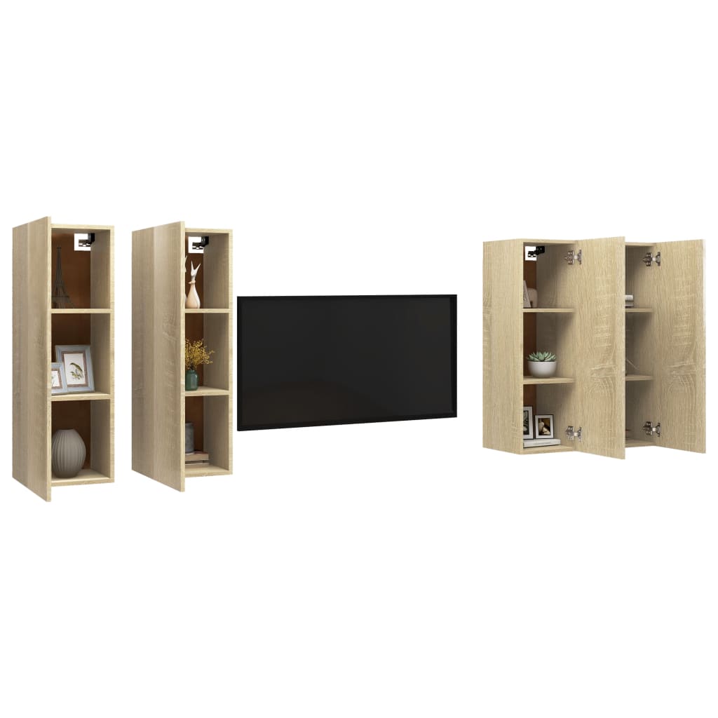 Tv Skříňky 4 Ks Dub Sonoma 30,5 X 30 X 90 Cm Kompozitní Dřevo
