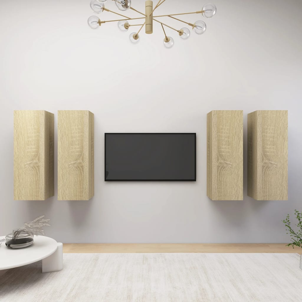 Tv Skříňky 4 Ks Dub Sonoma 30,5 X 30 X 90 Cm Kompozitní Dřevo