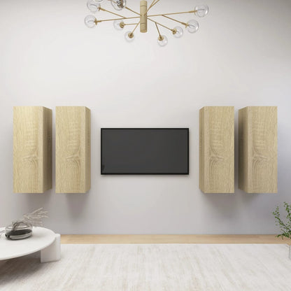 Tv Skříňky 4 Ks Dub Sonoma 30,5 X 30 X 90 Cm Kompozitní Dřevo