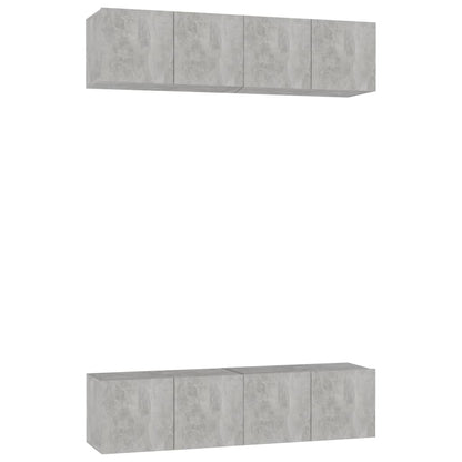 Tv Skříňky 4 Ks Betonově Šedé 60 X 30 X 30 Cm Kompozitní Dřevo