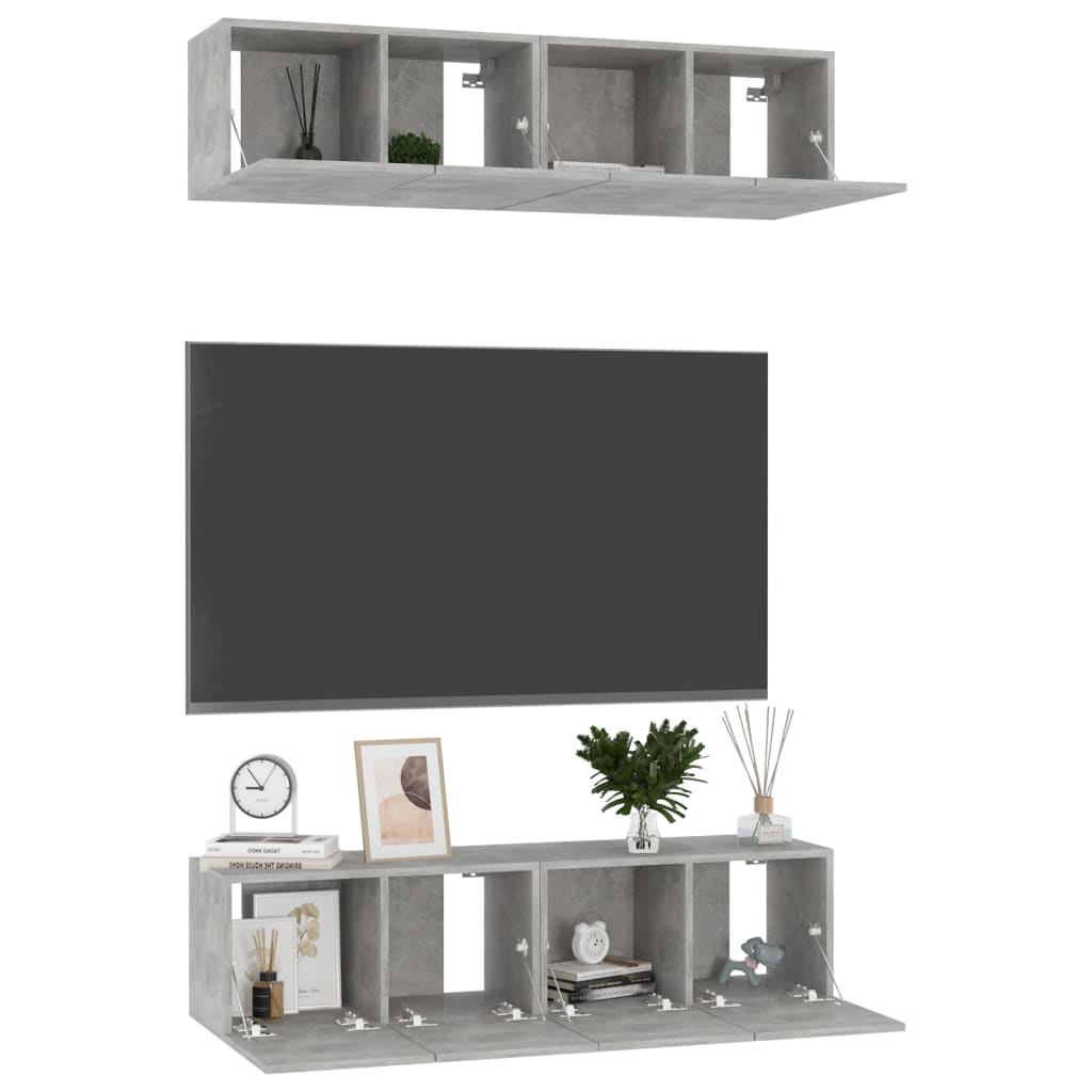 Tv Skříňky 4 Ks Betonově Šedé 60 X 30 X 30 Cm Kompozitní Dřevo