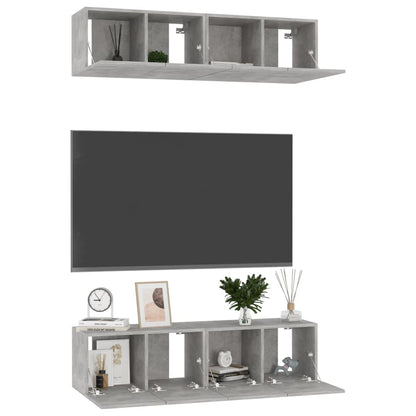Tv Skříňky 4 Ks Betonově Šedé 60 X 30 X 30 Cm Kompozitní Dřevo