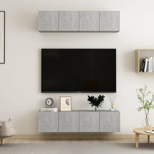 Tv Skříňky 4 Ks Betonově Šedé 60 X 30 X 30 Cm Kompozitní Dřevo