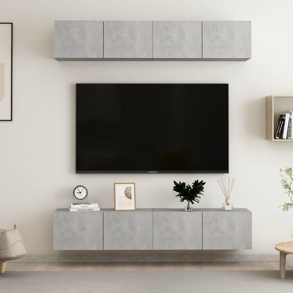 Tv Skříňky 4 Ks Betonově Šedé 60 X 30 X 30 Cm Kompozitní Dřevo