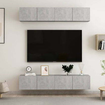 Tv Skříňky 4 Ks Betonově Šedé 60 X 30 X 30 Cm Kompozitní Dřevo