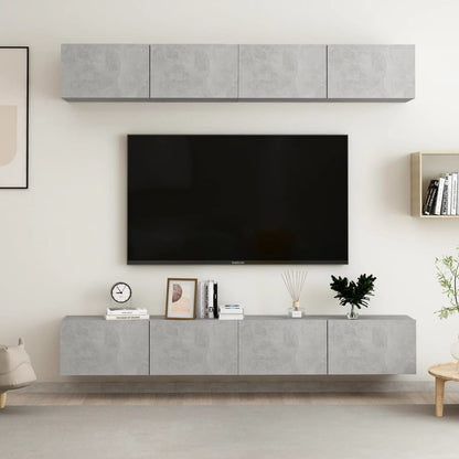 Tv Skříňky 4 Ks Betonově Šedé 60 X 30 X 30 Cm Kompozitní Dřevo