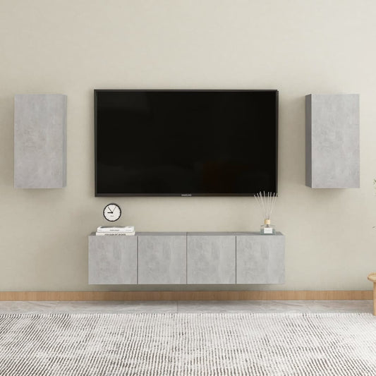 4Dílný Set Tv Skříněk Betonově Šedý Dřevotříska