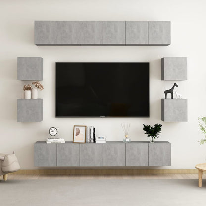 10Dílný Set Tv Skříněk Betonově Šedý Dřevotříska