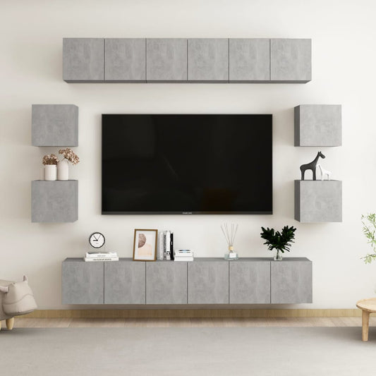 10Dílný Set Tv Skříněk Betonově Šedý Dřevotříska