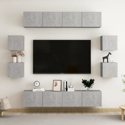8Dílný Set Tv Skříněk Betonově Šedý Dřevotříska