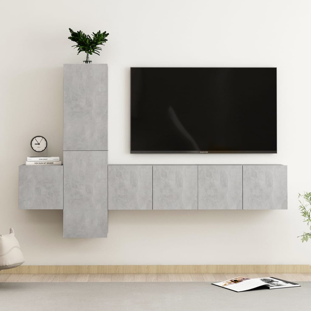 3Dílný Set Tv Skříněk Betonově Šedý Kompozitní Dřevo