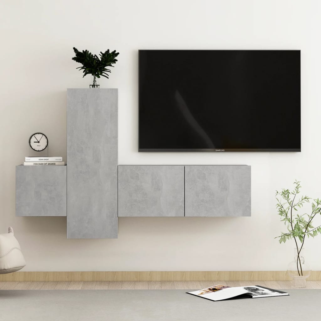 3Dílný Set Tv Skříněk Betonově Šedý Kompozitní Dřevo