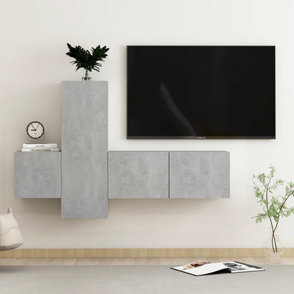 3Dílný Set Tv Skříněk Betonově Šedý Kompozitní Dřevo