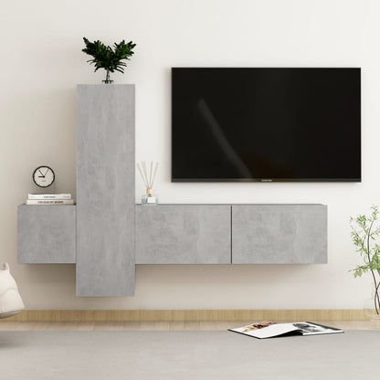 3Dílný Set Tv Skříněk Betonově Šedý Kompozitní Dřevo