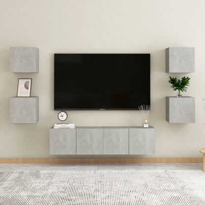 6Dílný Set Tv Skříněk Betonově Šedý Kompozitní Dřevo