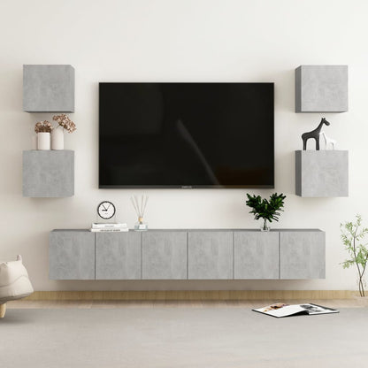 6Dílný Set Tv Skříněk Betonově Šedý Kompozitní Dřevo