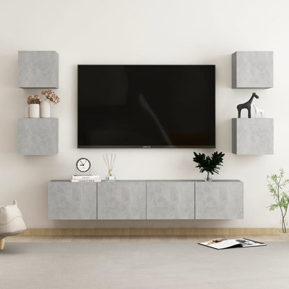6Dílný Set Tv Skříněk Betonově Šedý Kompozitní Dřevo