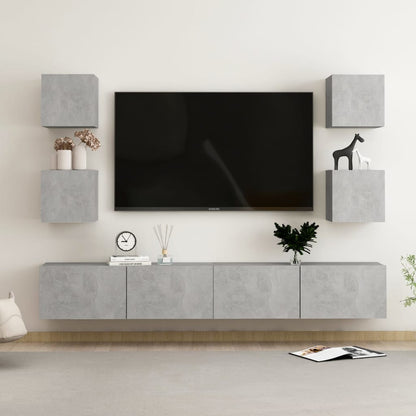 6Dílný Set Tv Skříněk Betonově Šedý Kompozitní Dřevo