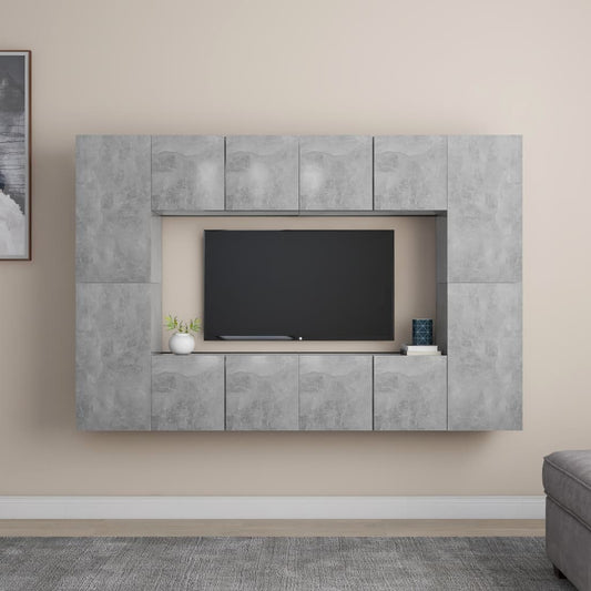 8Dílný Set Tv Skříněk Betonově Šedý Dřevotříska