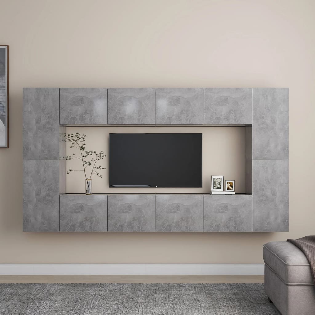 8Dílný Set Tv Skříněk Betonově Šedý Dřevotříska