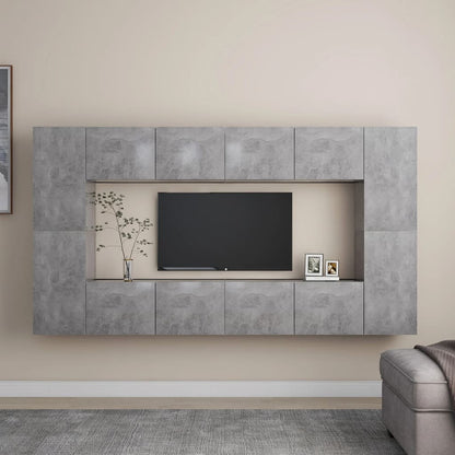 8Dílný Set Tv Skříněk Betonově Šedý Dřevotříska