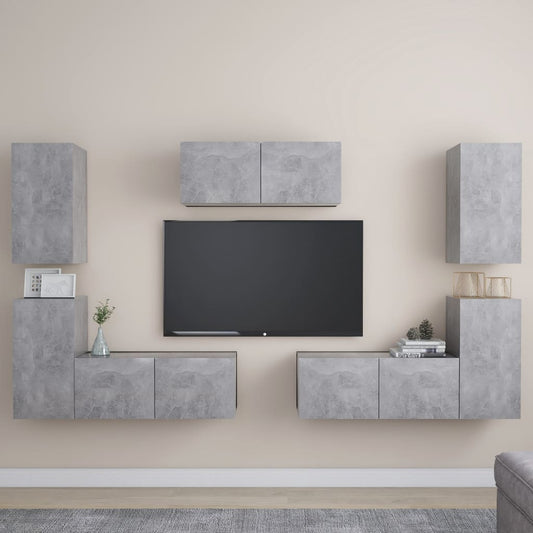 7Dílný Set Tv Skříněk Betonově Šedý Dřevotříska