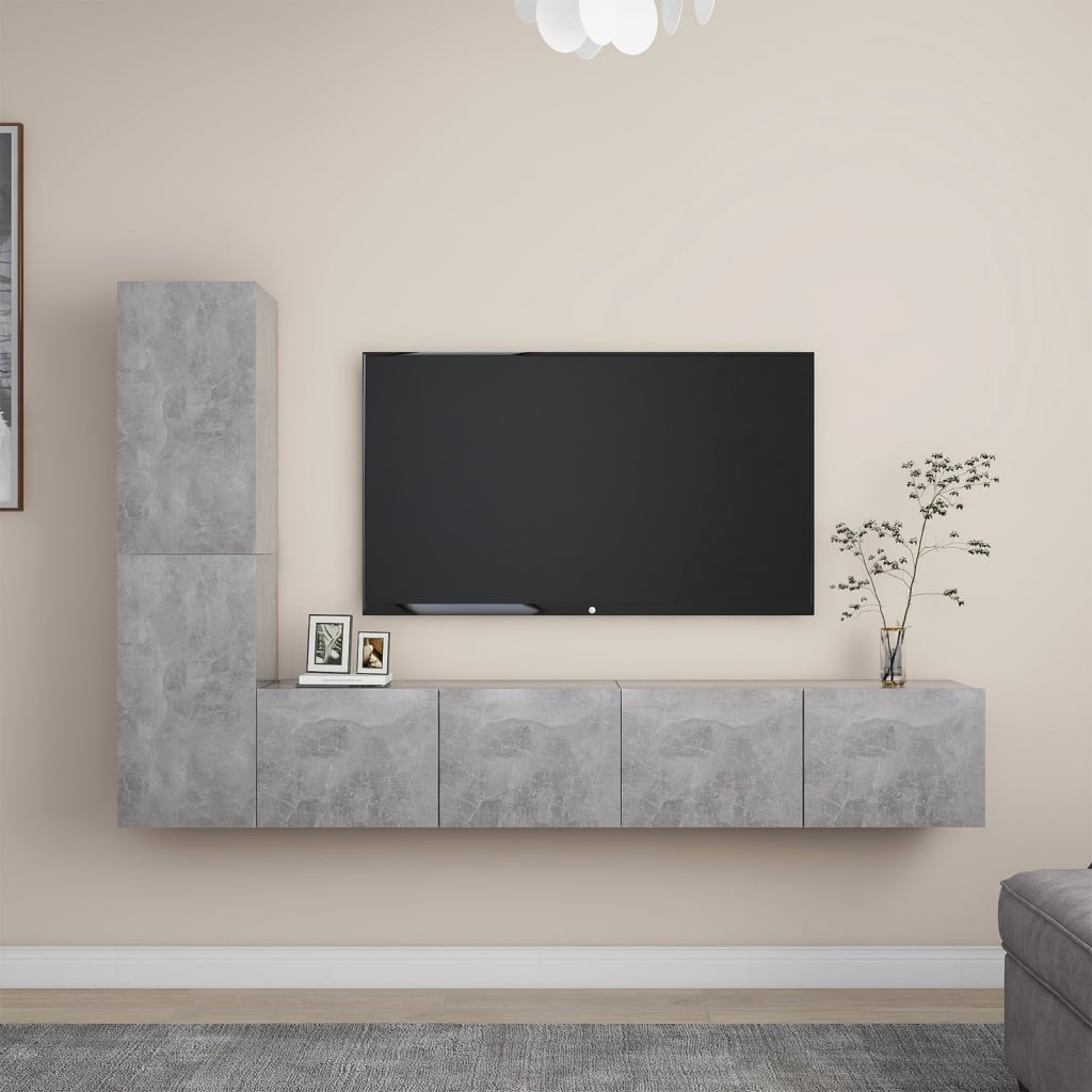 4Dílný Set Tv Skříněk Betonově Šedý Dřevotříska