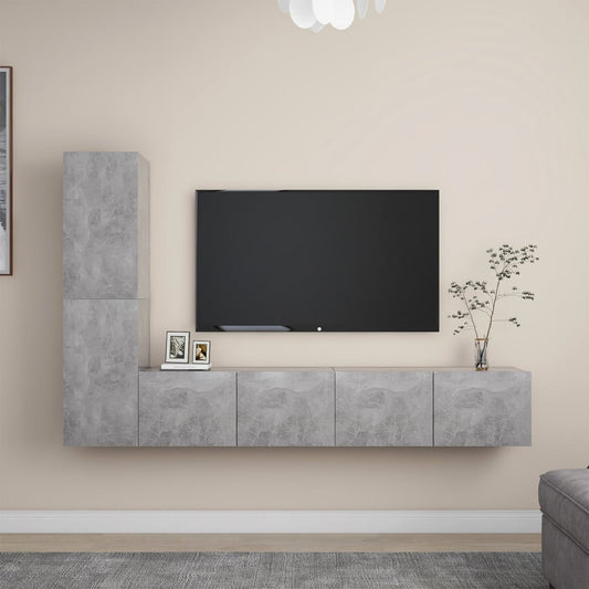 4Dílný Set Tv Skříněk Betonově Šedý Dřevotříska