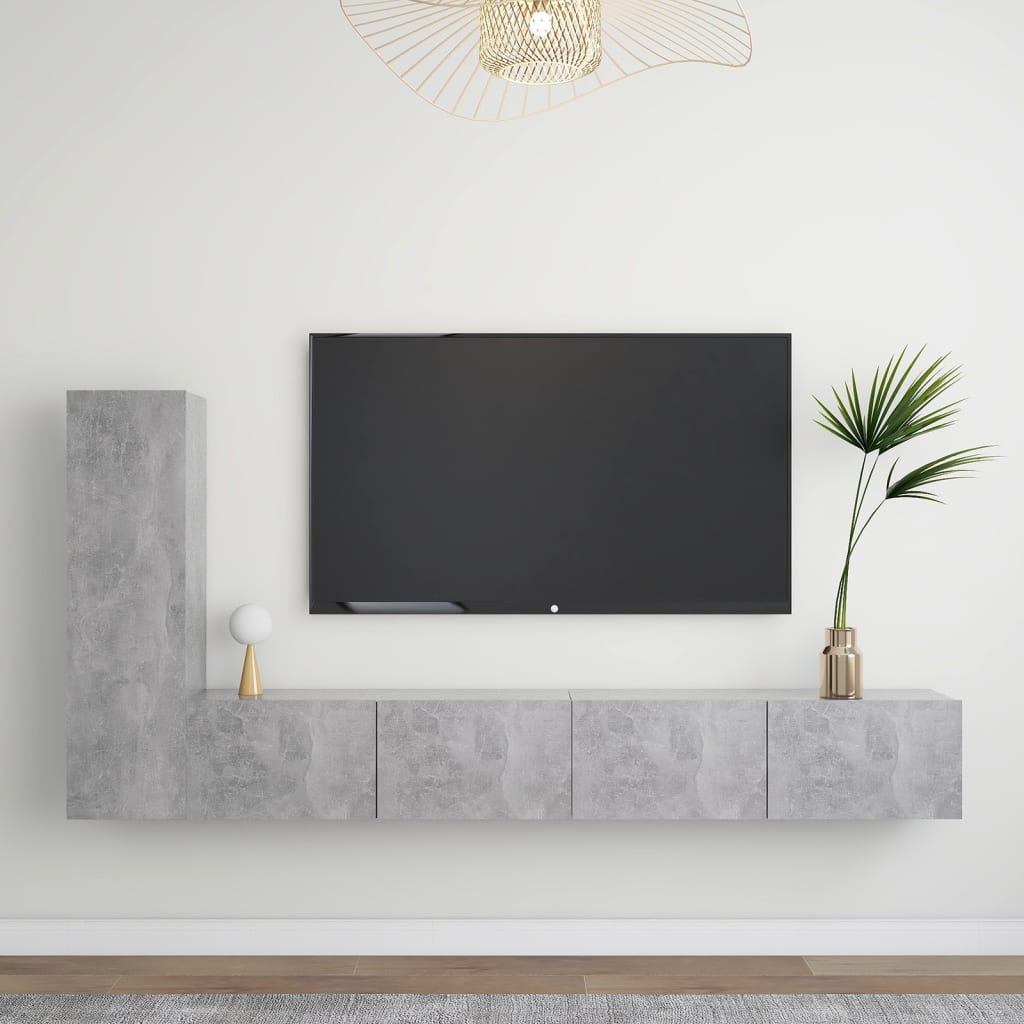 3Dílný Set Tv Skříněk Betonově Šedý Kompozitní Dřevo