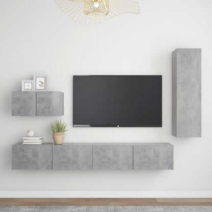4Dílný Set Tv Skříněk Betonově Šedý Kompozitní Dřevo