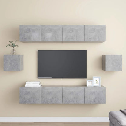 6Dílný Set Tv Skříněk Betonově Šedý Kompozitní Dřevo