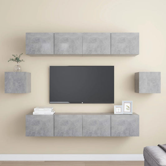 6Dílný Set Tv Skříněk Betonově Šedý Kompozitní Dřevo