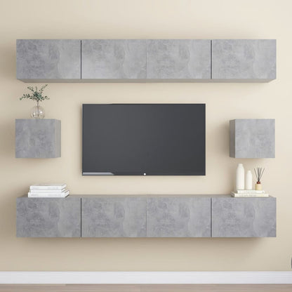 6Dílný Set Tv Skříněk Betonově Šedý Kompozitní Dřevo