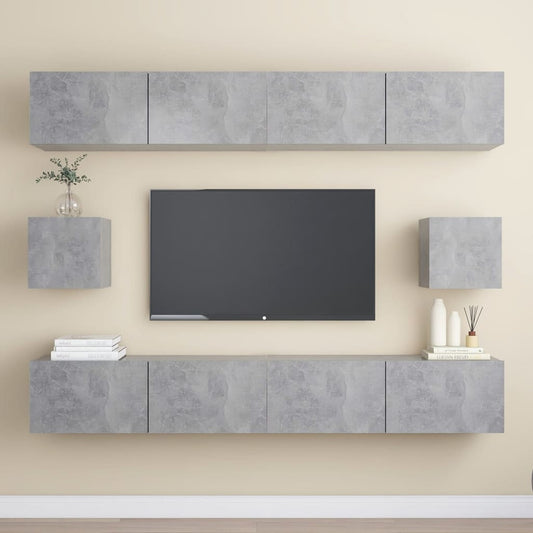 6Dílný Set Tv Skříněk Betonově Šedý Kompozitní Dřevo