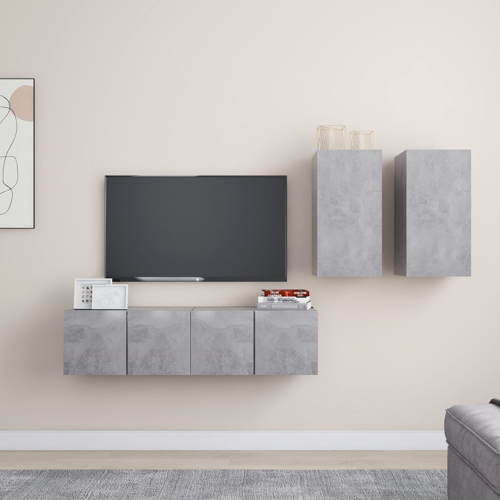 4Dílný Set Tv Skříněk Šedý Dřevotříska