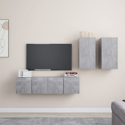 4Dílný Set Tv Skříněk Šedý Dřevotříska