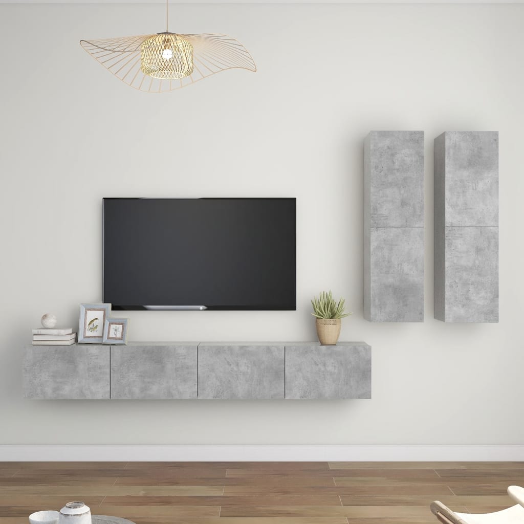 4Dílný Set Tv Skříněk Šedý Dřevotříska