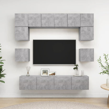8Dílný Set Tv Skříněk Betonově Šedý Kompozitní Dřevo
