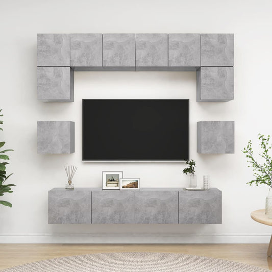 8Dílný Set Tv Skříněk Betonově Šedý Kompozitní Dřevo