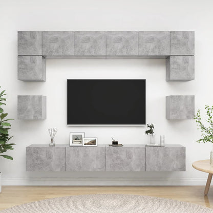 8Dílný Set Tv Skříněk Betonově Šedý Kompozitní Dřevo