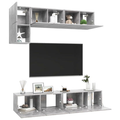 5Dílný Set Tv Skříněk Betonově Šedý Kompozitní Dřevo